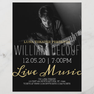 Prospectus 21,6 Cm X 24,94 Cm Guitariste Live Music Concert Circulaire