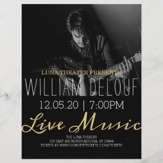 Prospectus 21,6 Cm X 24,94 Cm Guitariste Live Music Concert Circulaire