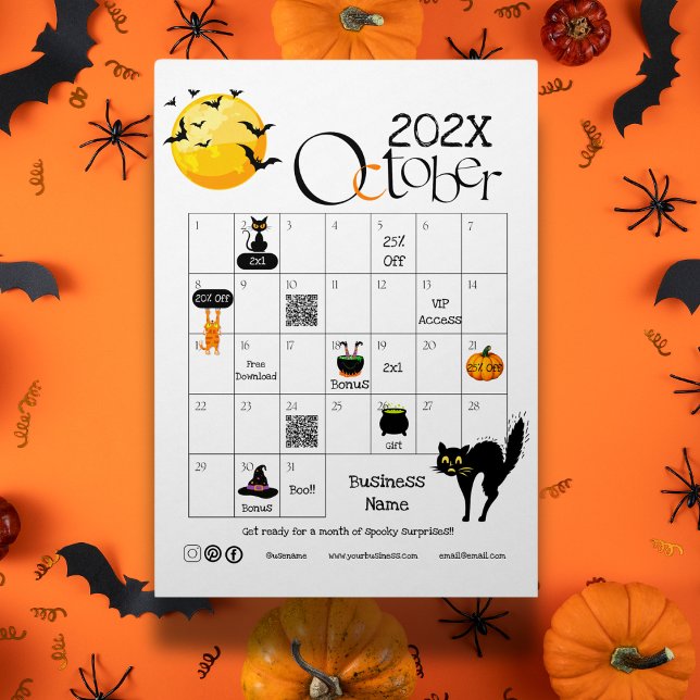 Prospectus 21,6 Cm X 24,94 Cm Halloween Compte à rebours Calendrier de l'Avent I (Halloween Countdown Advent Calendar Cute Icons promotional Qr Code business logo)