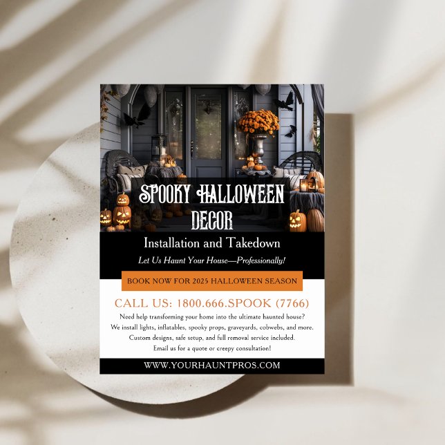 Prospectus 21,6 Cm X 24,94 Cm Halloween Décorations Service Circulaire Modèle (Halloween Decorations Service Flyer Template)