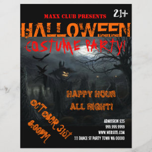 Prospectus 21,6 Cm X 24,94 Cm Halloween Party Event Faire-part DJ CLUB Flyer