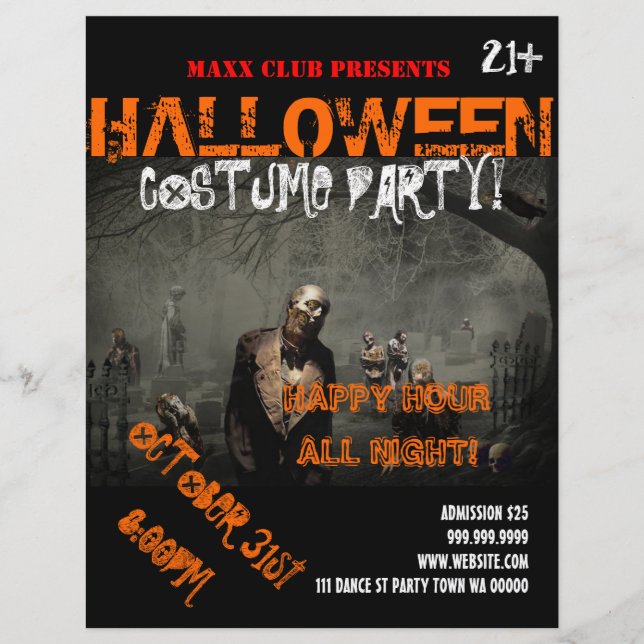 Prospectus 21,6 Cm X 24,94 Cm Halloween Party Event Faire-part DJ CLUB Flyer (Devant)