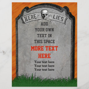 Prospectus 21,6 Cm X 24,94 Cm Halloween Tombstone Grave Crâne Croisés