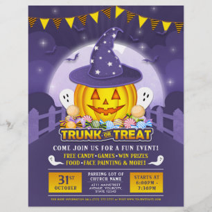 Prospectus 21,6 Cm X 24,94 Cm Halloween Trunk ou Treat Cute Citrouille, événemen