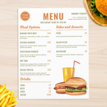 Hamburger Orange Et Vert Hotdog Menu À Prix
