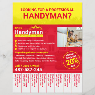 Prospectus 21,6 Cm X 24,94 Cm Handyman Business Flyer - Home Business