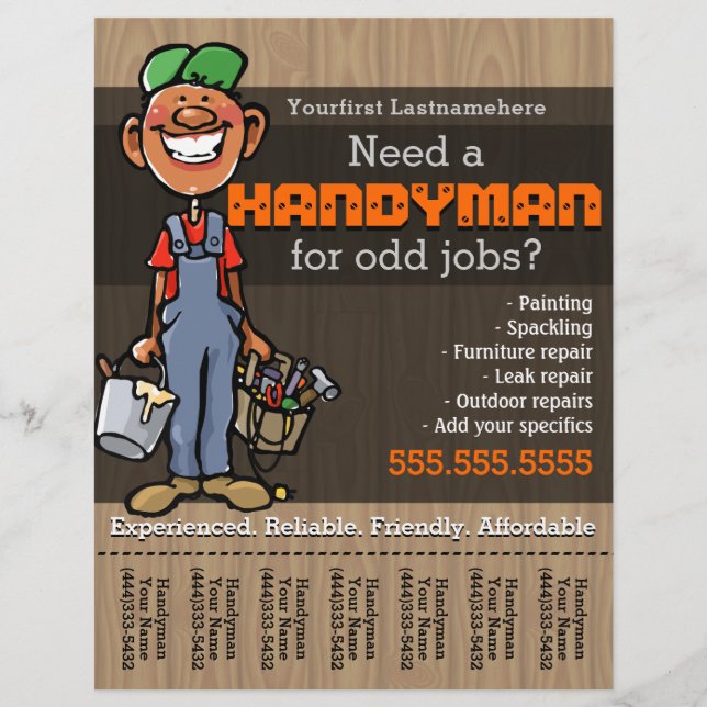 Prospectus 21,6 Cm X 24,94 Cm Handyman.Carpenter.Plumber Peintre.Afro-Américain (Devant)