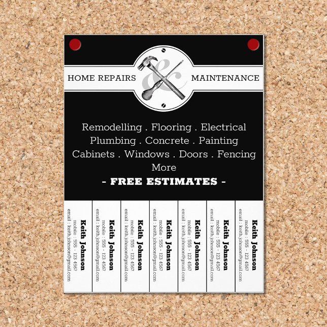 Prospectus 21,6 Cm X 24,94 Cm Handyman Noir Construction professionnelle moderne (Handyman Black Modern Professional Construction Flyer
)