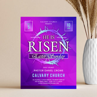 Prospectus 21,6 Cm X 24,94 Cm He Is Risen Easter Sunday Church Flyer