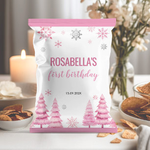Prospectus 21,6 Cm X 24,94 Cm Hiver Flocon de neige 1er Anniversaire Sac à Chip