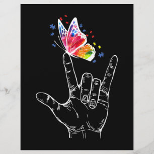 Prospectus 21,6 Cm X 24,94 Cm I Love You Hand Sign Language Butterfly Autism