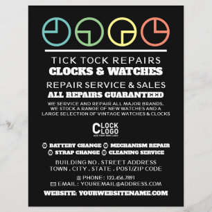 Prospectus 21,6 Cm X 24,94 Cm Icônes de visage de l'horloge, Horologue publicité