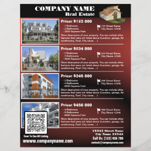 Prospectus 21,6 Cm X 24,94 Cm Immobilier - Brochure de code QR brillante - Rouge