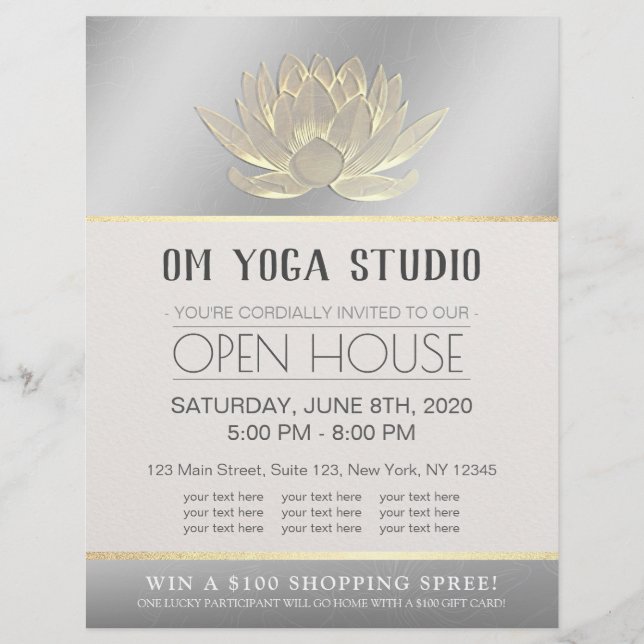 Prospectus 21,6 Cm X 24,94 Cm Instructeur de méditation YOGA Studio Open House L (Devant)
