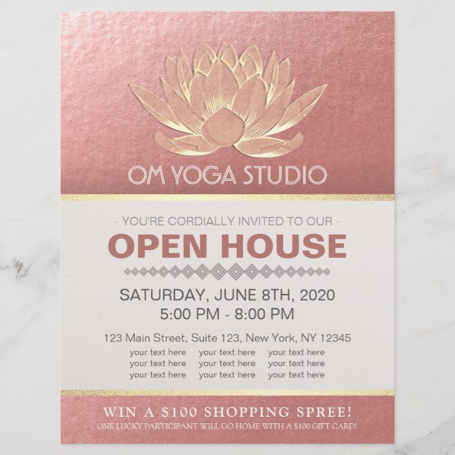 Prospectus 21,6 Cm X 24,94 Cm Instructeur de méditation YOGA Studio Open House L (Devant)
