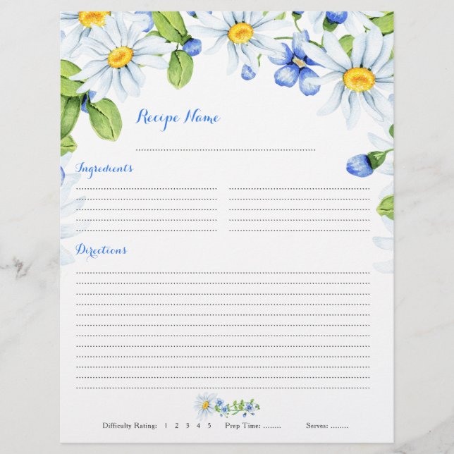 Prospectus 21,6 Cm X 24,94 Cm Intercalaires pour reliure florale Bleu Blanc Dais (Devant)