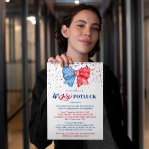 Prospectus 21,6 Cm X 24,94 Cm Invitation 4 juillet Potluck