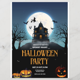 Prospectus 21,6 Cm X 24,94 Cm Invitation à une soirée Halloween, Nuit effrayante