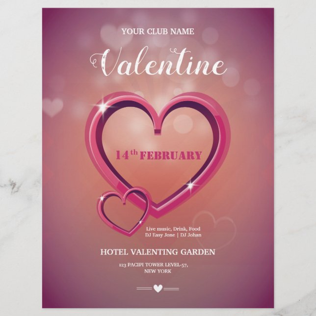 Prospectus 21,6 Cm X 24,94 Cm Invitation de la Saint Valentin (Devant)