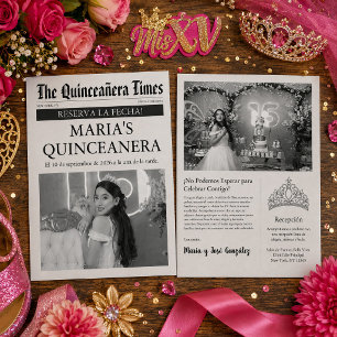 Prospectus 21,6 Cm X 24,94 Cm Invitation de réservation de date de Quinceañera d