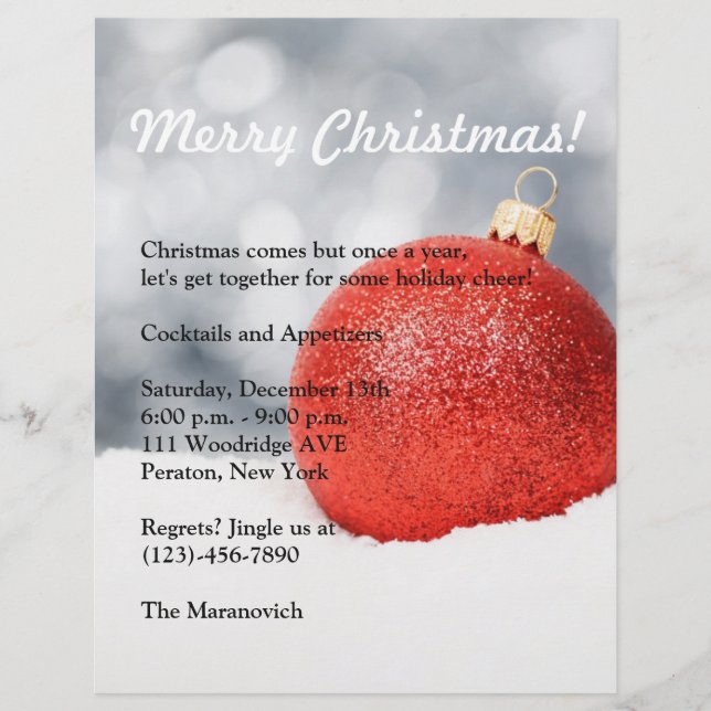 Prospectus 21,6 Cm X 24,94 Cm Invitation du prospectus de Noël (Devant)