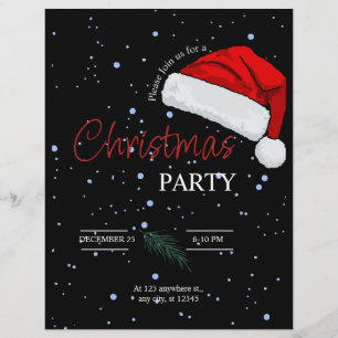 Prospectus 21,6 Cm X 24,94 Cm Invitation simple de fête de Noël en famille noire