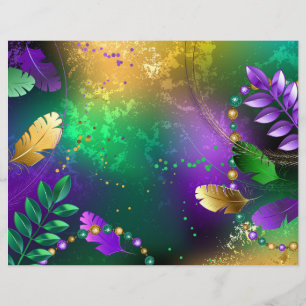 Prospectus 21,6 Cm X 24,94 Cm Iridescente mardi gras arrière - plan avec perles