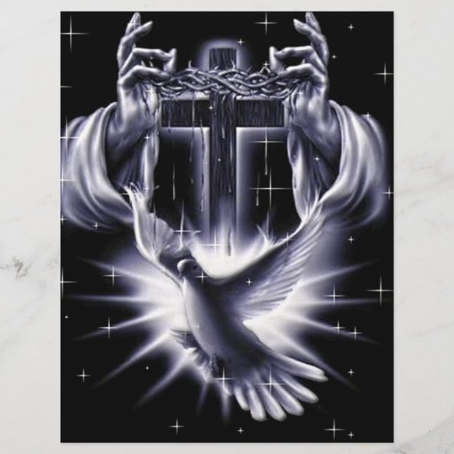 Prospectus 21,6 Cm X 24,94 Cm Jésus-Christ Couronne d'épines et de colombe (Devant)