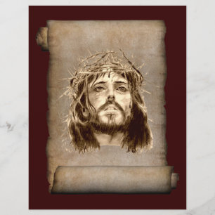 Prospectus 21,6 Cm X 24,94 Cm Jésus-Christ Couronne d'épines sur le rouleau