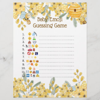 Prospectus 21,6 Cm X 24,94 Cm Jeu d'émoji pour Baby Shower Little Honey