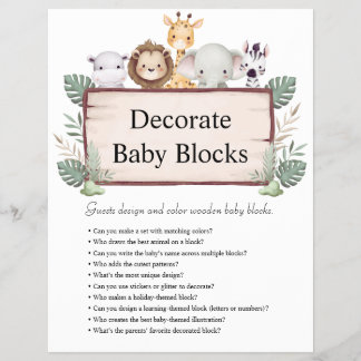 Prospectus 21,6 Cm X 24,94 Cm Jeux de Baby shower Jungle Safari