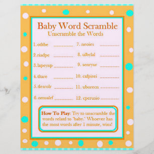 Prospectus 21,6 Cm X 24,94 Cm Jeux de Baby showers à deux faces
