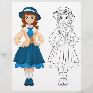 Prospectus 21,6 Cm X 24,94 Cm Jolie page de coloration de clown caricature fille