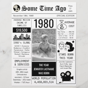 Prospectus 21,6 Cm X 24,94 Cm Journal de naissance année 1980 Prospectus