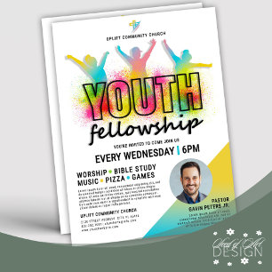 Prospectus 21,6 Cm X 24,94 Cm Joyeuse et colorée Youth Fellowship Church Event