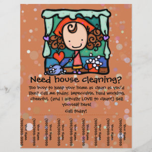 Prospectus 21,6 Cm X 24,94 Cm La petite fille promeut son entreprise de nettoyag