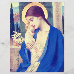 Prospectus 21,6 Cm X 24,94 Cm La Vierge Marie et l'Enfant Jésus grâce de la Rena