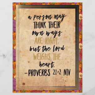 Prospectus 21,6 Cm X 24,94 Cm L'art du verset biblique chrétien Proverbes 21:2