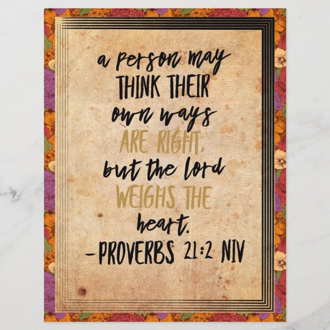 Prospectus 21,6 Cm X 24,94 Cm L'art du verset biblique chrétien Proverbes 21:2 (Devant)
