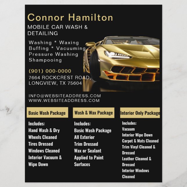 Prospectus 21,6 Cm X 24,94 Cm Lavage de voiture mobile Détail de la pression Lav (Devant)