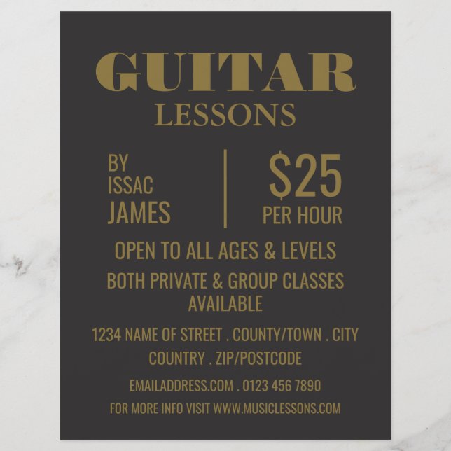 Prospectus 21,6 Cm X 24,94 Cm Leçons de guitare élégantes publicités (Devant)
