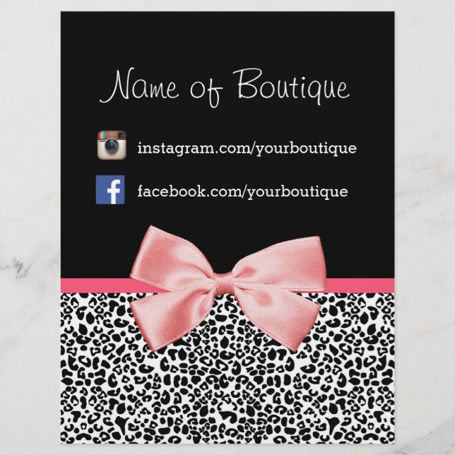 Prospectus 21,6 Cm X 24,94 Cm Leopard rose ruban tendance Marketing promotionnel (Devant)