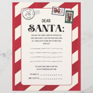 Prospectus 21,6 Cm X 24,94 Cm Lettre Père Noël de Noël rouge et blanc.