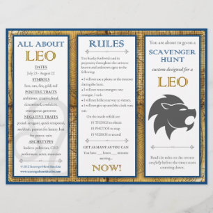 Prospectus 21,6 Cm X 24,94 Cm Liste de chasse au trésor d'anniversaire : Zodiac 