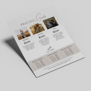 Prospectus 21,6 Cm X 24,94 Cm Liste de prix de session de photographie de photog