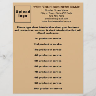 Prospectus 21,6 Cm X 24,94 Cm Liste de produits ou services commerciaux Brun cla