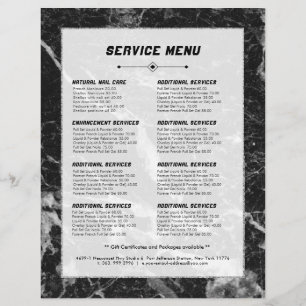 Prospectus 21,6 Cm X 24,94 Cm Liste des prix du service en marbre noir et gris