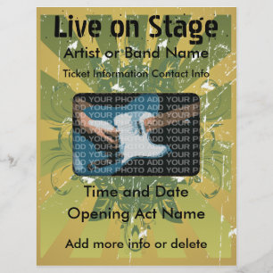 Prospectus 21,6 Cm X 24,94 Cm Live on Stage Grunge Music Flyer