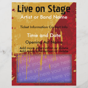 Prospectus 21,6 Cm X 24,94 Cm Live on Stage Red and Tan Music Flyer