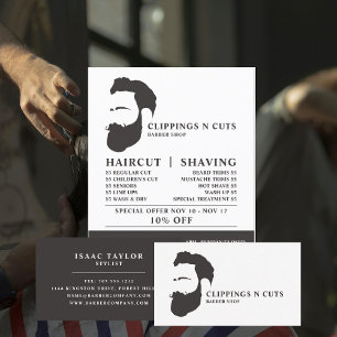 Prospectus 21,6 Cm X 24,94 Cm Logo de barbe, Publicité pour barbiers hommes